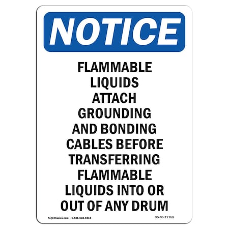Signmission Safety Sign, OSHA Notice, 7" Height, Flammable Liquids Attach Grounding Sign, Portrait OS-NS-D-57-V-12768